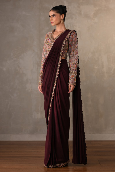 Midnight Enchant Crepe Drape Saree