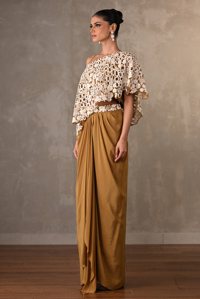Ivory Mosaic Drape Skirt Set