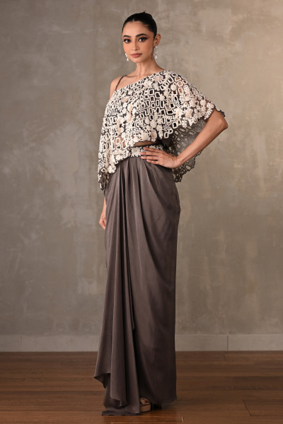Ivory Mosaic Drape Skirt Set
