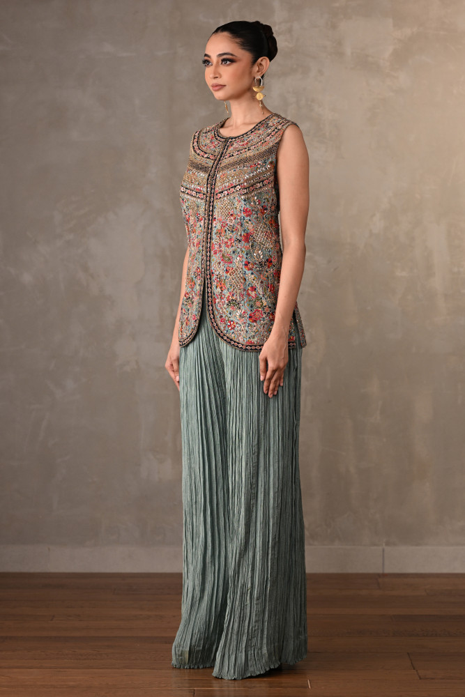 Rosette Embroidered Organza Co-Ord Set