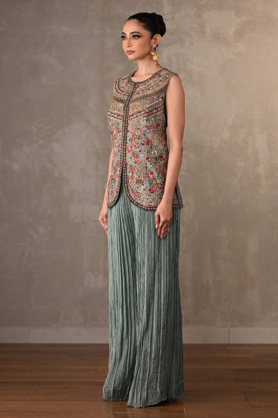 Rosette Embroidered Organza Co-Ord Set