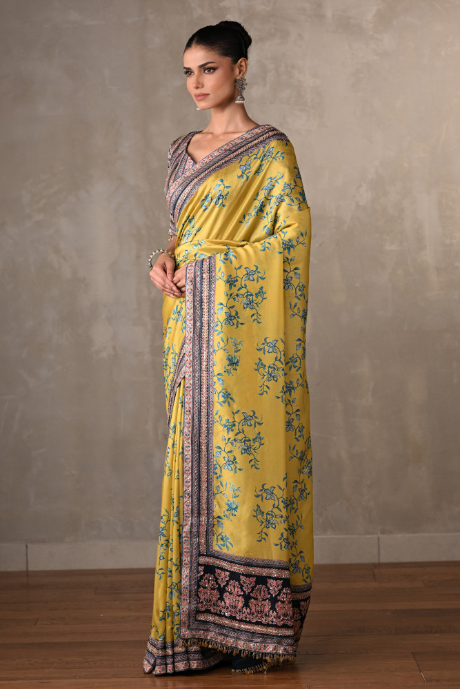 Amber Radiance Handcrafted Silk Saree