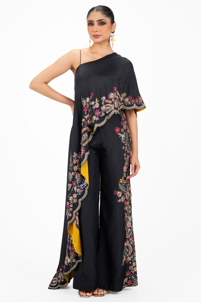 One shoulder Silk Co-ord