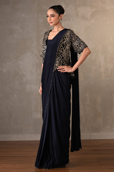 Ornate Cutwork Drape Saree