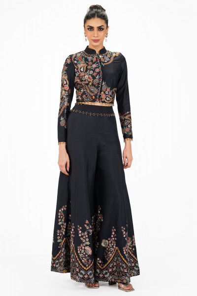 Silk Cropped Top Suit Co-ord