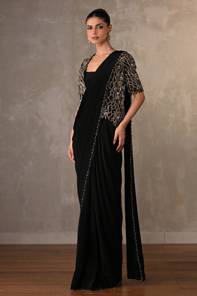 Ornate Cutwork Drape Saree