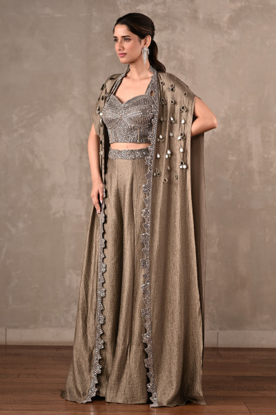 Mirror-work Embroidered Cape Set