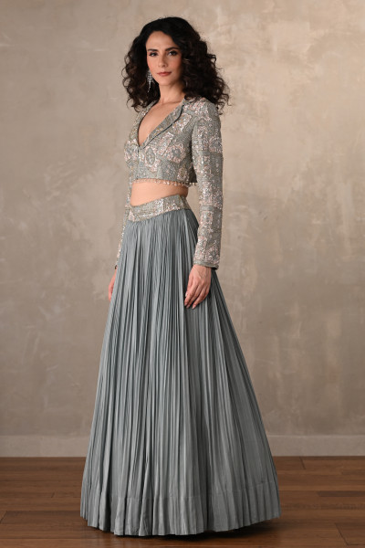 Ethereal Mist Embellished Crepe Ensemble