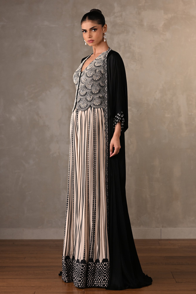 Midnight Mosaic Embroidered Cape Set