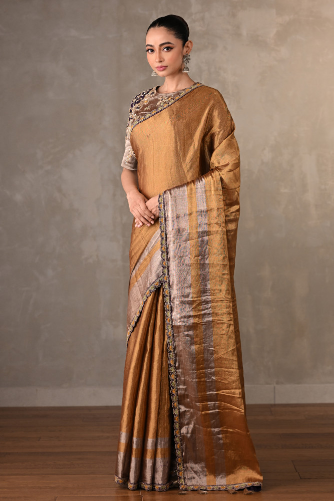Bronze Gold Tissue Saree Set