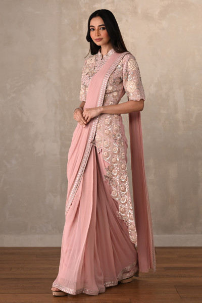 Blush Bloom Embellished Drape Saree