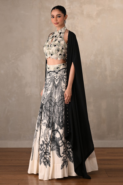 Enchanted Noir Floral Lehenga Set