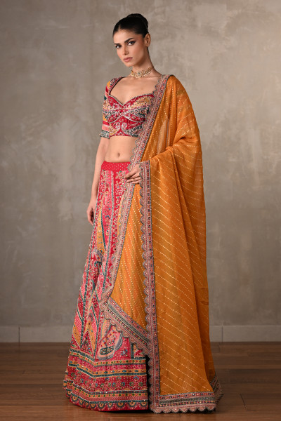 Heritage Paisley Embroidered Organza Lehenga Set