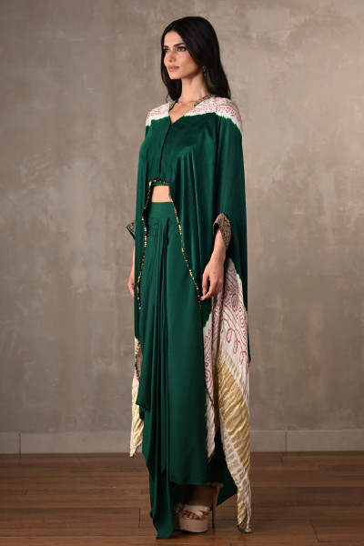 Bottle Green Aura Cape Set