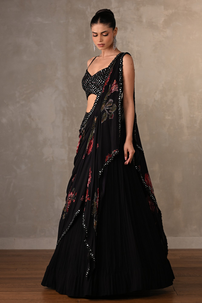 Midnight Bloom Brown Embellished Lehenga Set