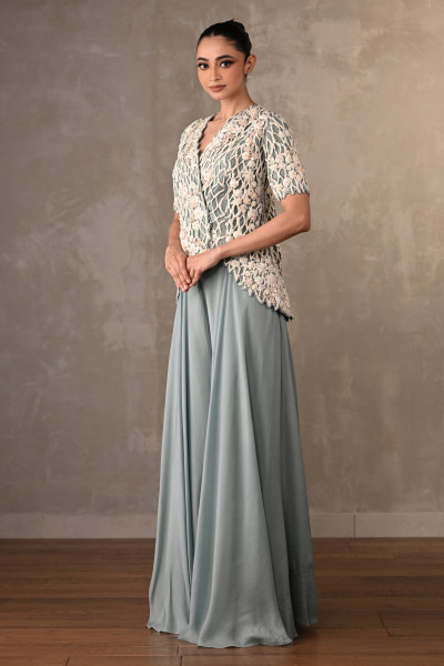 Blush Cutwork Embroidered Silk Co-Ord Set