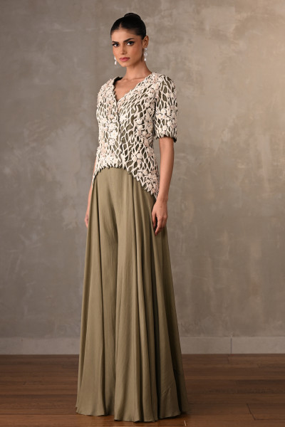 Blush Cutwork Embroidered Silk Co-Ord Set