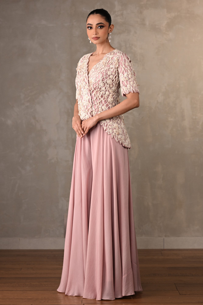Blush Cutwork Embroidered Silk Co-Ord Set