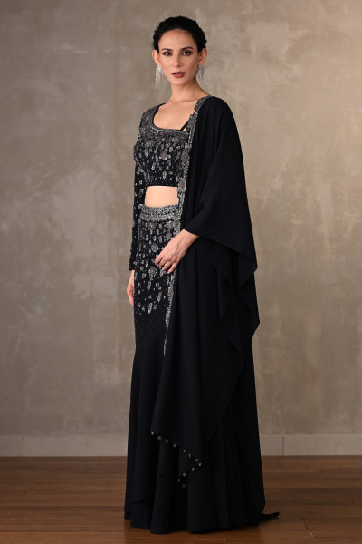 Midnight Aurora Embellished Georgette Lehenga Set