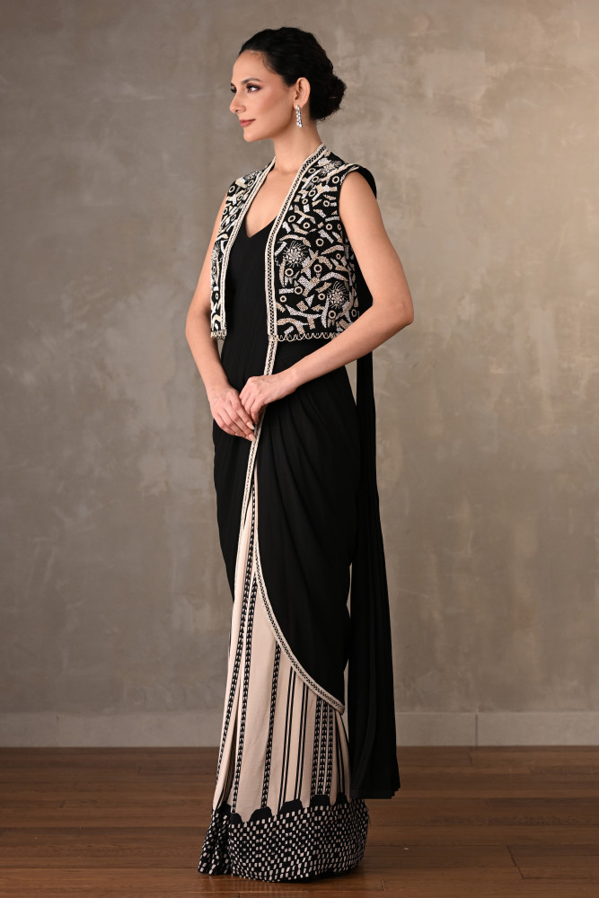 Embellished Drape Saree With Jacket
