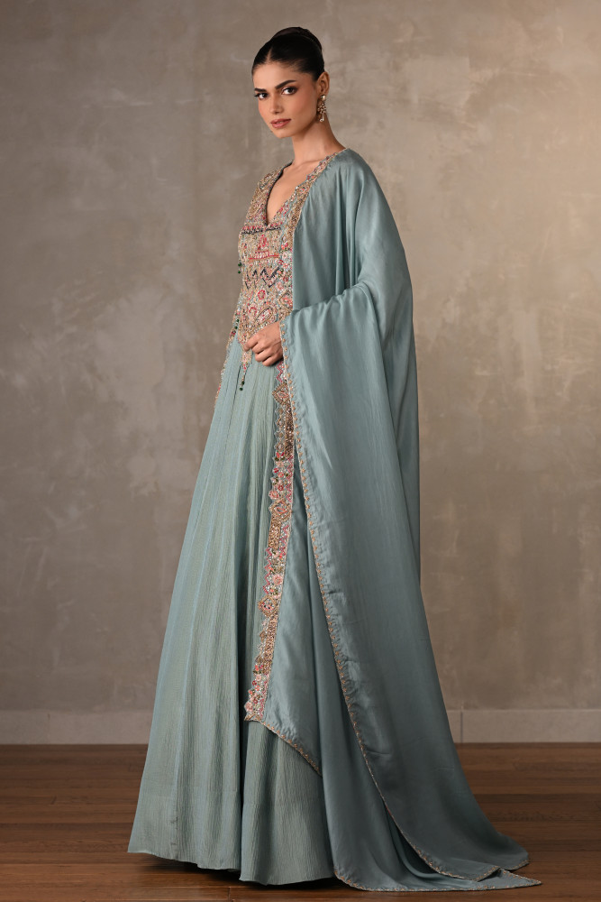 Sky Blue Luxe Embroidered Organza Anarkali