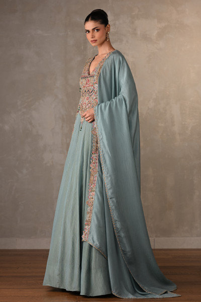 Sky Blue Luxe Embroidered Organza Anarkali