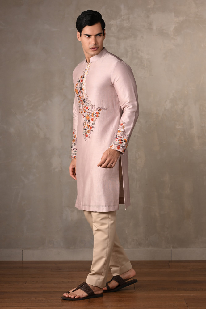 Mauve Mirage Chanderi Silk Embellished Kurta