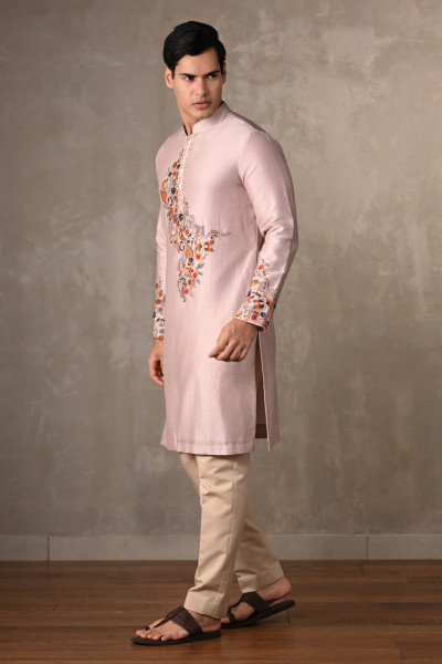 Mauve Mirage Chanderi Silk Embellished Kurta