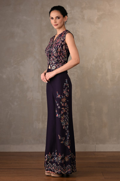 Midnight Bloom Embellished Silk Co-Ord Set