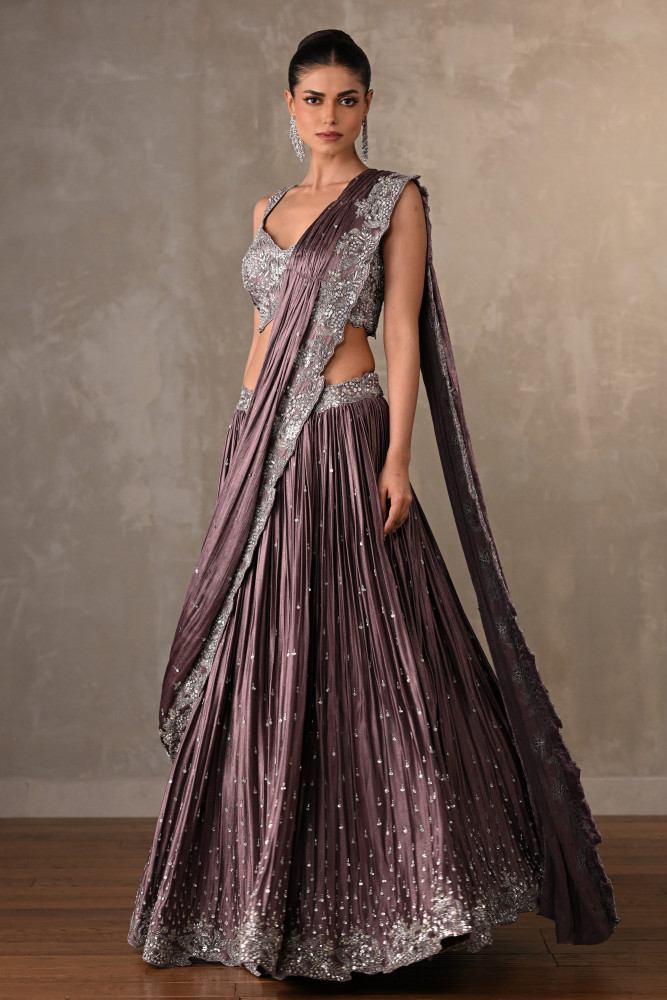 Mauve Gleam Satin Lehenga Set