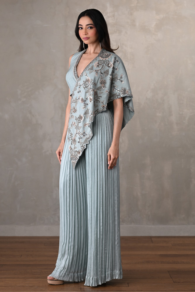 Sky Blue Embroidered  Set