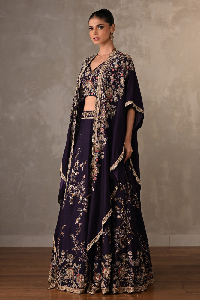Amethyst Purple Lehenga Set With Cape