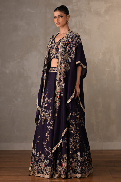 Amethyst Purple Lehenga Set With Cape