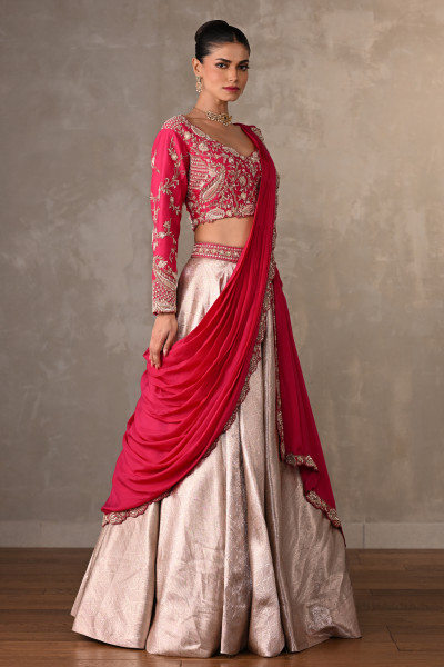 Regal Rouge Brocade Lehenga Set