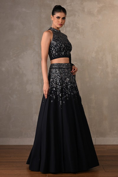 Halter Neck Embellished Lehenga Set