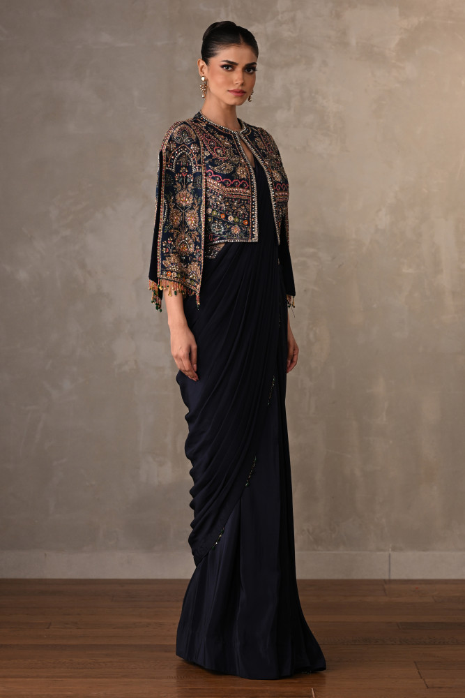 Navy Empress Silk Drape Saree