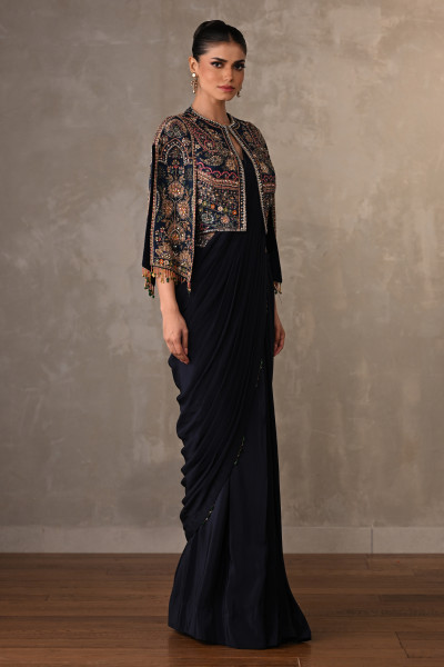 Navy Empress Silk Drape Saree
