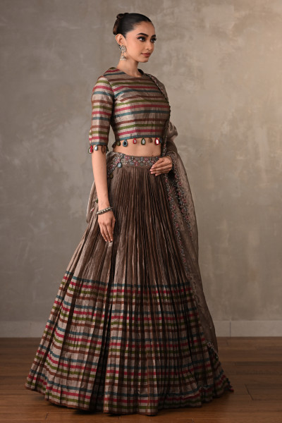Striped Tissue Lehenga Set