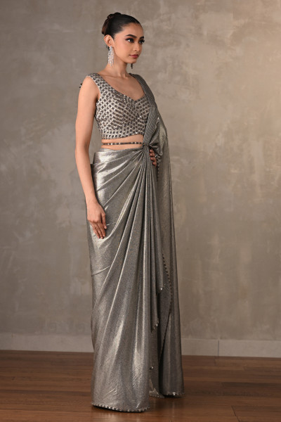 Metallic Luxe Embroidered Drape Saree