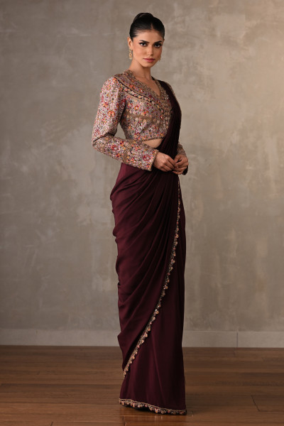 Midnight Enchant Crepe Drape Saree