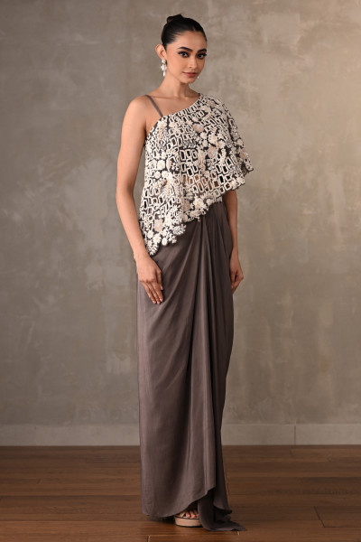 Ivory Mosaic Drape Skirt Set