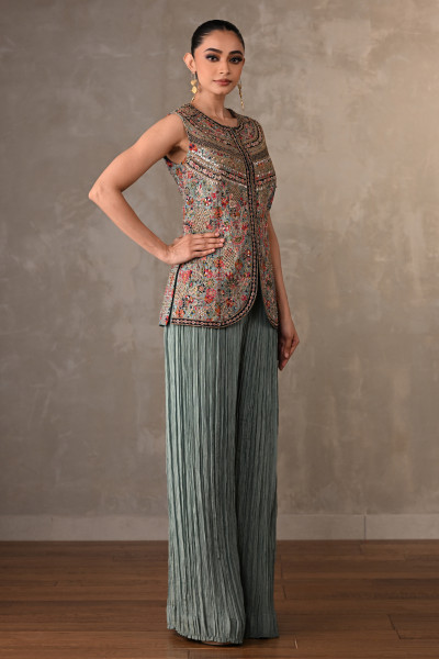 Rosette Embroidered Organza Co-Ord Set