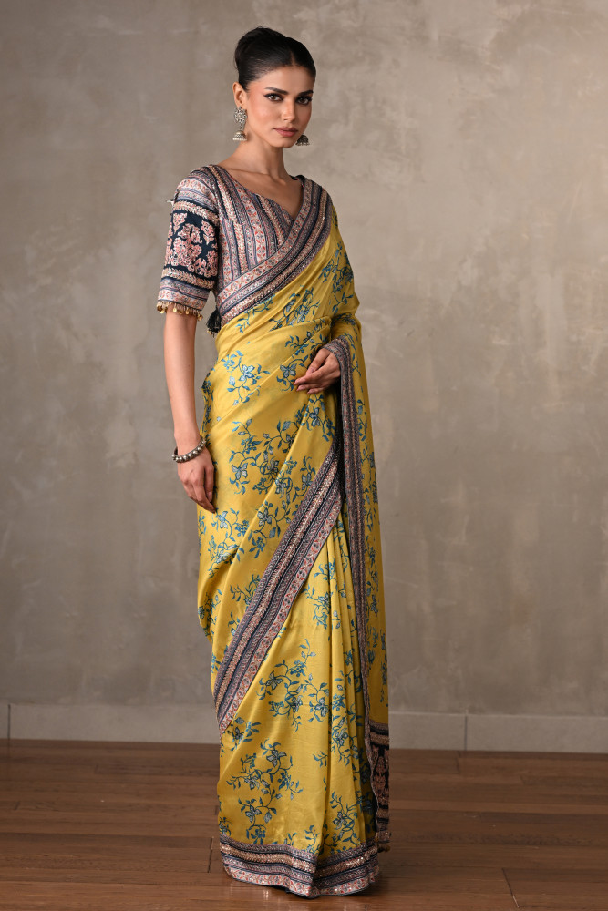 Amber Radiance Handcrafted Silk Saree