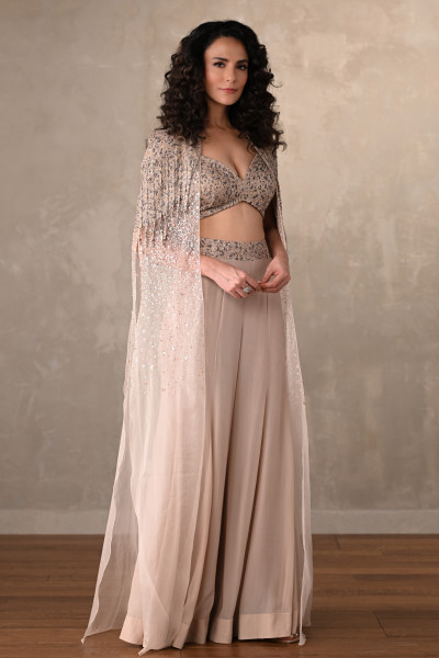 Blush Champagne Embellished Cape Set
