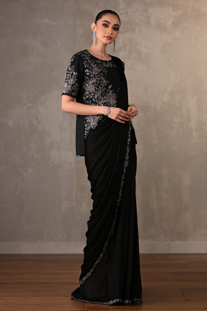 Floral Cascade Drape Saree