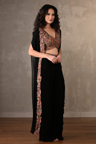 Twilight Embroidered Georgette Cape Set