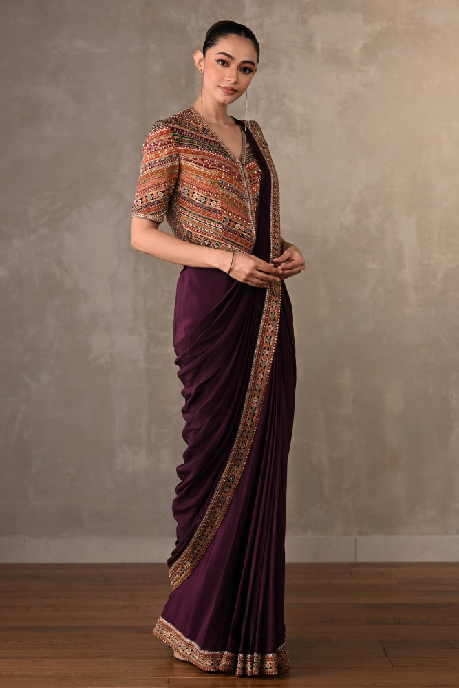 Opulent Border Embellished Drape Saree Set