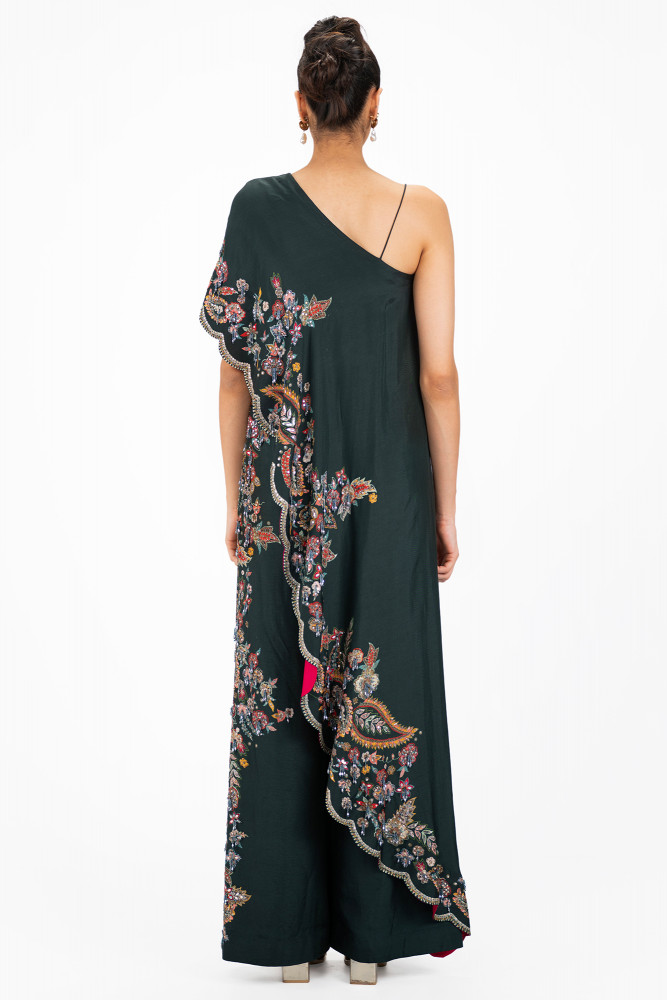 One shoulder Silk Co-ord