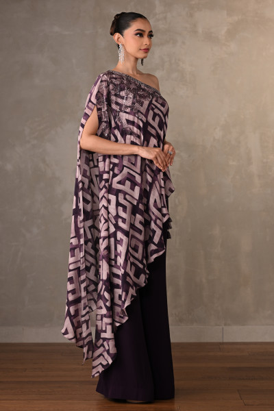 Geometric Print One-Shoulder Co-Ord Set