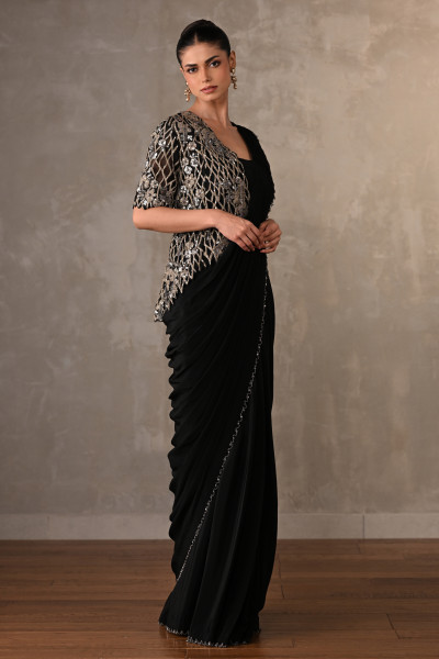 Ornate Cutwork Drape Saree